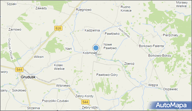 mapa Pawłowo Kościelne, Pawłowo Kościelne na mapie Targeo